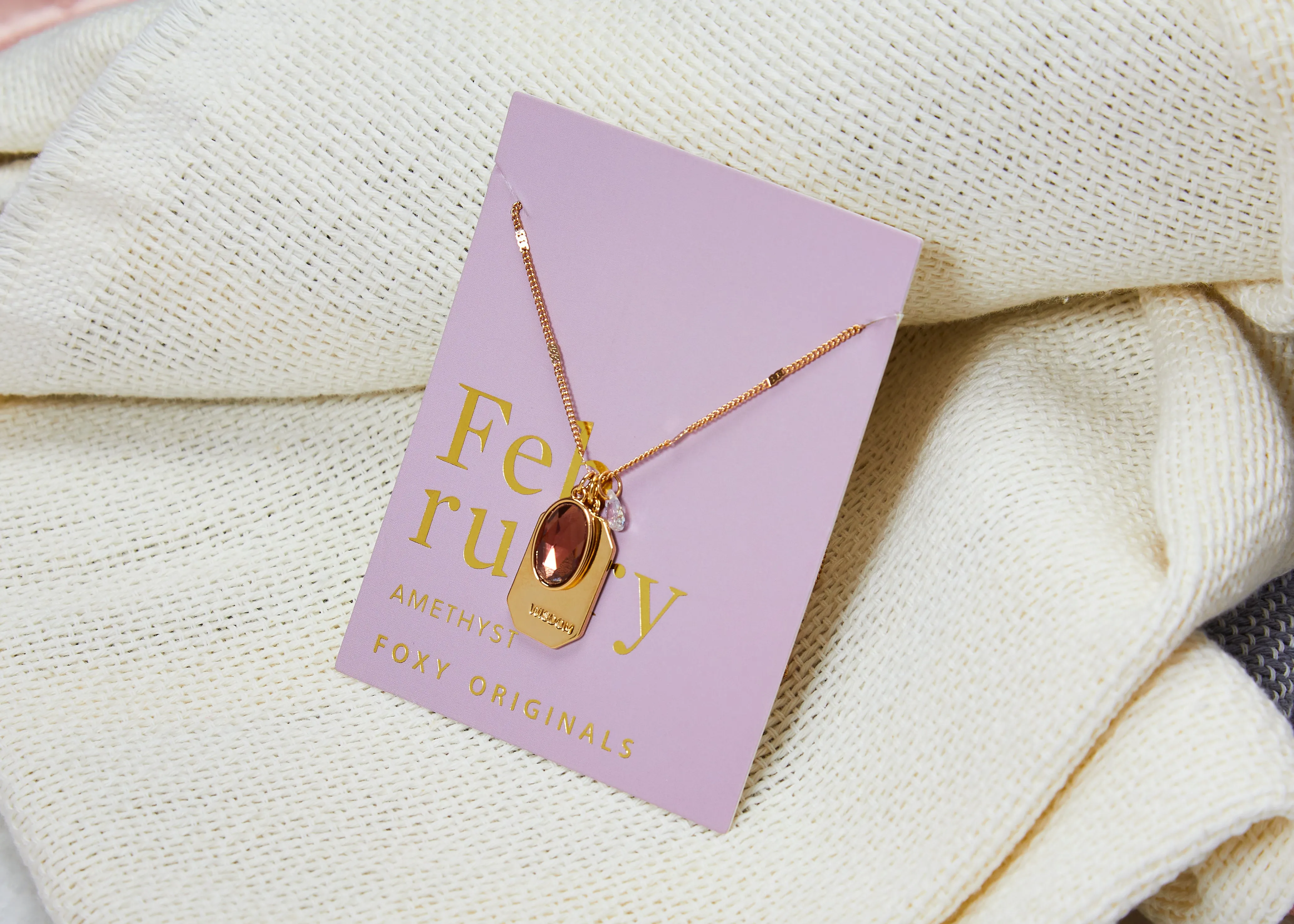 February Birthstone Necklace in Gold