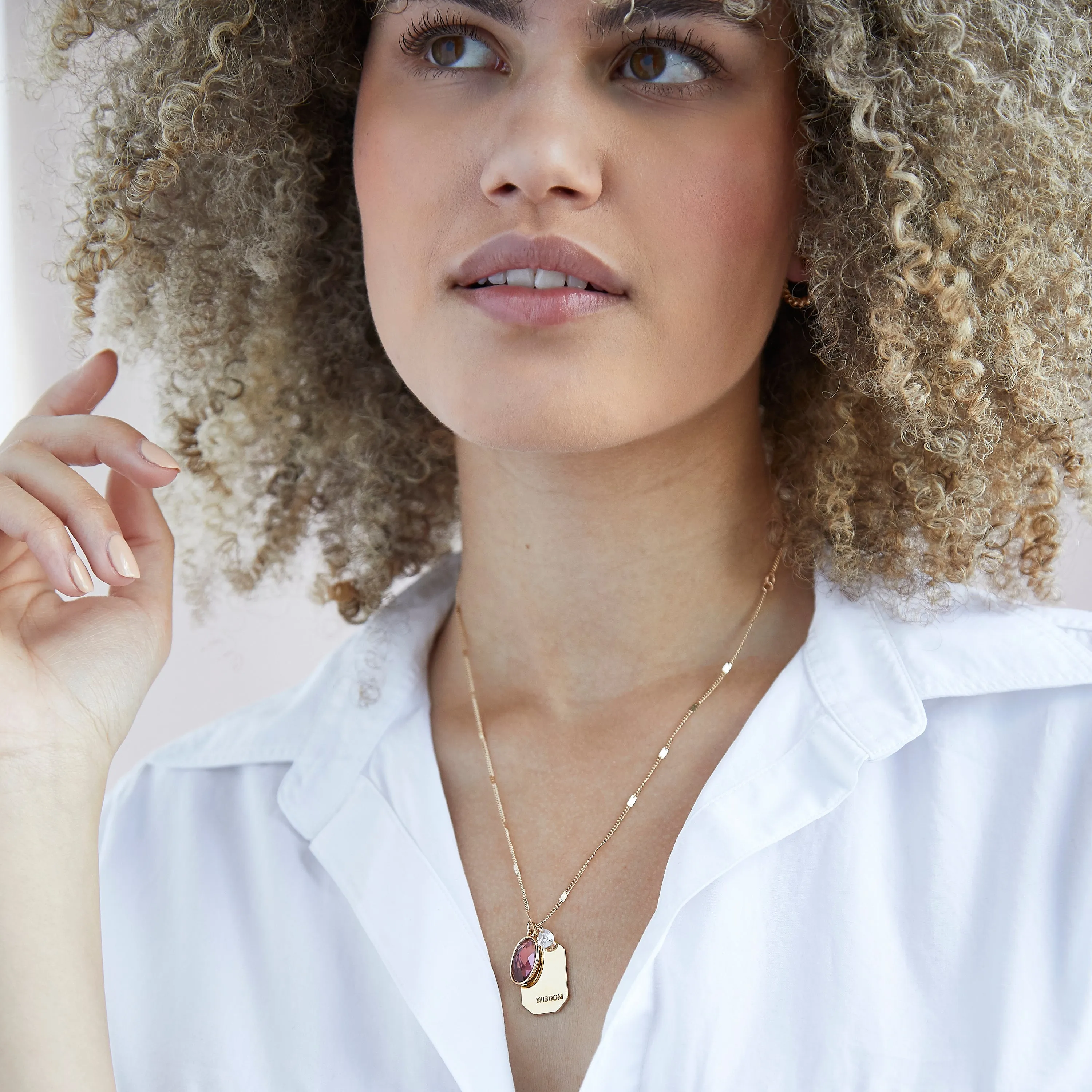 February Birthstone Necklace in Gold