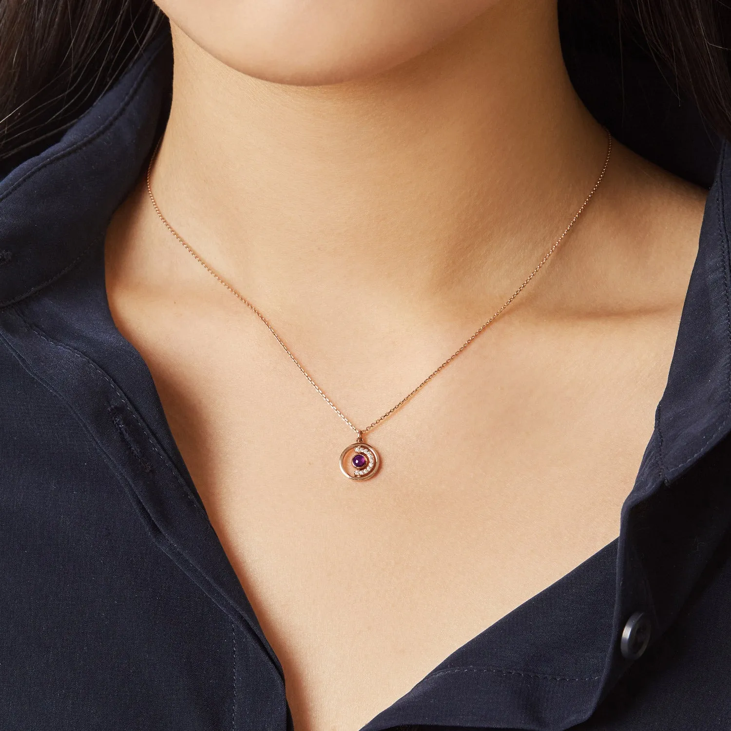 [February Birthstone] Petite D.D Gold Necklace JDRNRWS122V