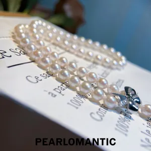 [Fine Jewelry] Akoya Pearl 6.5-7mm Classic Y-style Bowtie Clasp Necklaces 43cm w/ Chinese Certificate