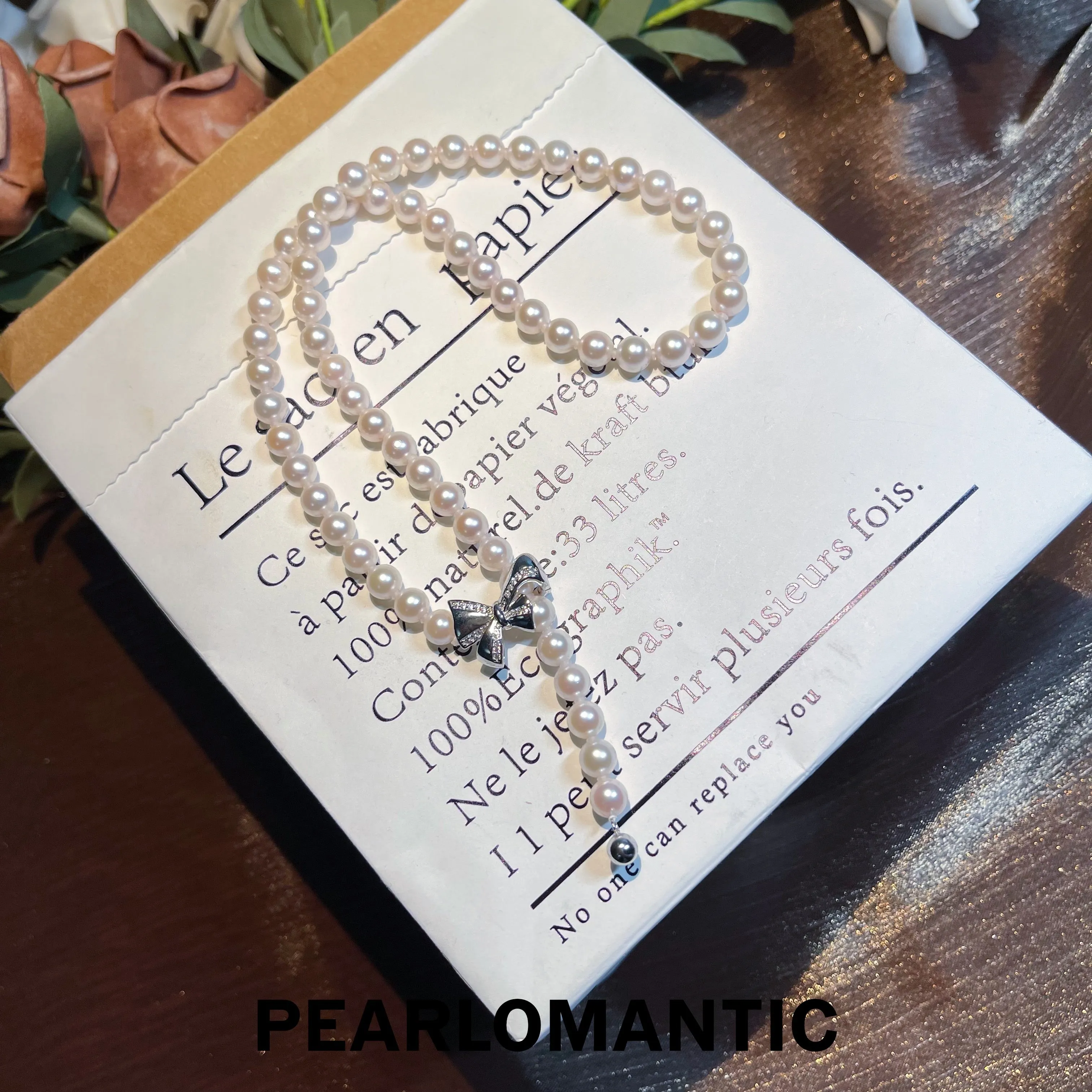 [Fine Jewelry] Akoya Pearl 6.5-7mm Classic Y-style Bowtie Clasp Necklaces 43cm w/ Chinese Certificate