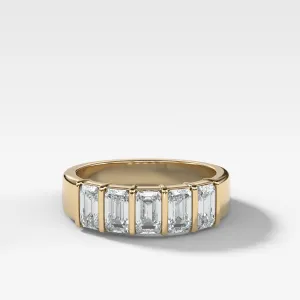 Five Stone Emerald Cut Diamond Wedding Band