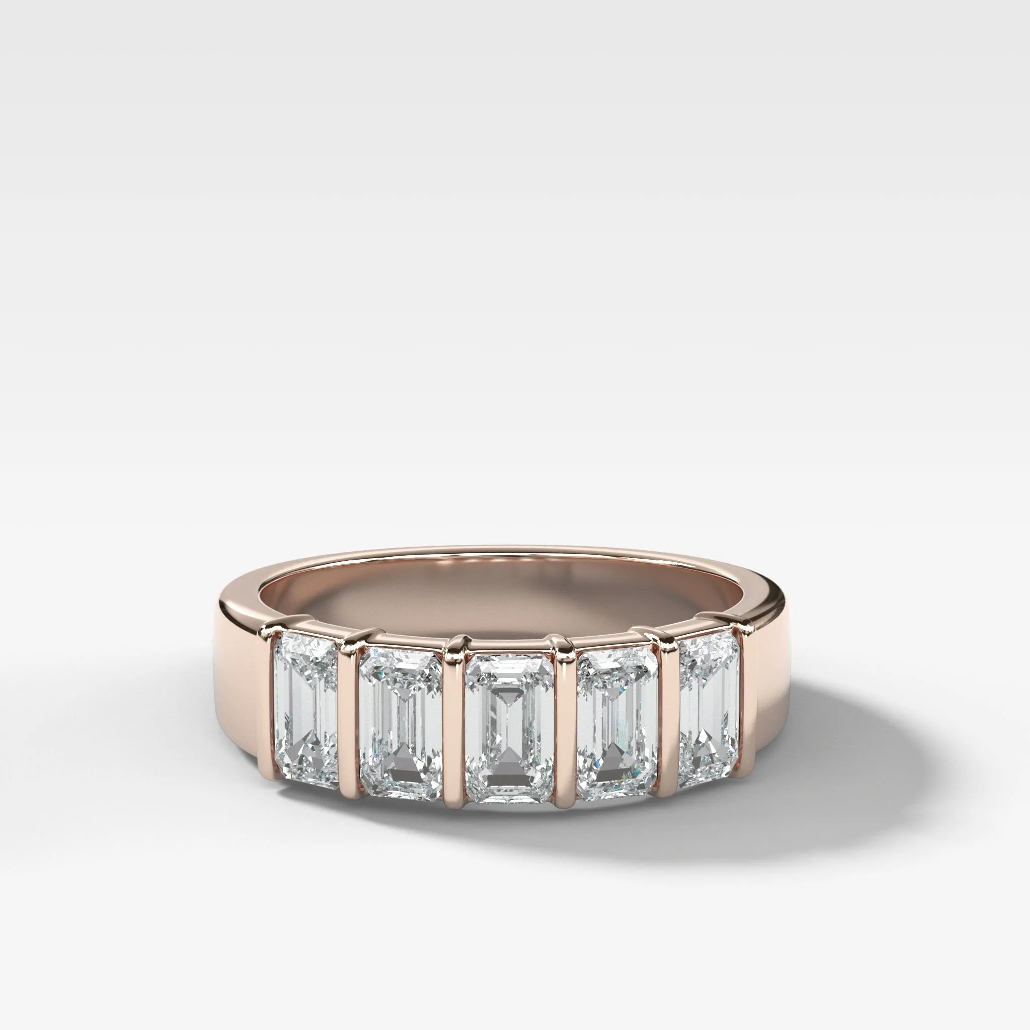 Five Stone Emerald Cut Diamond Wedding Band