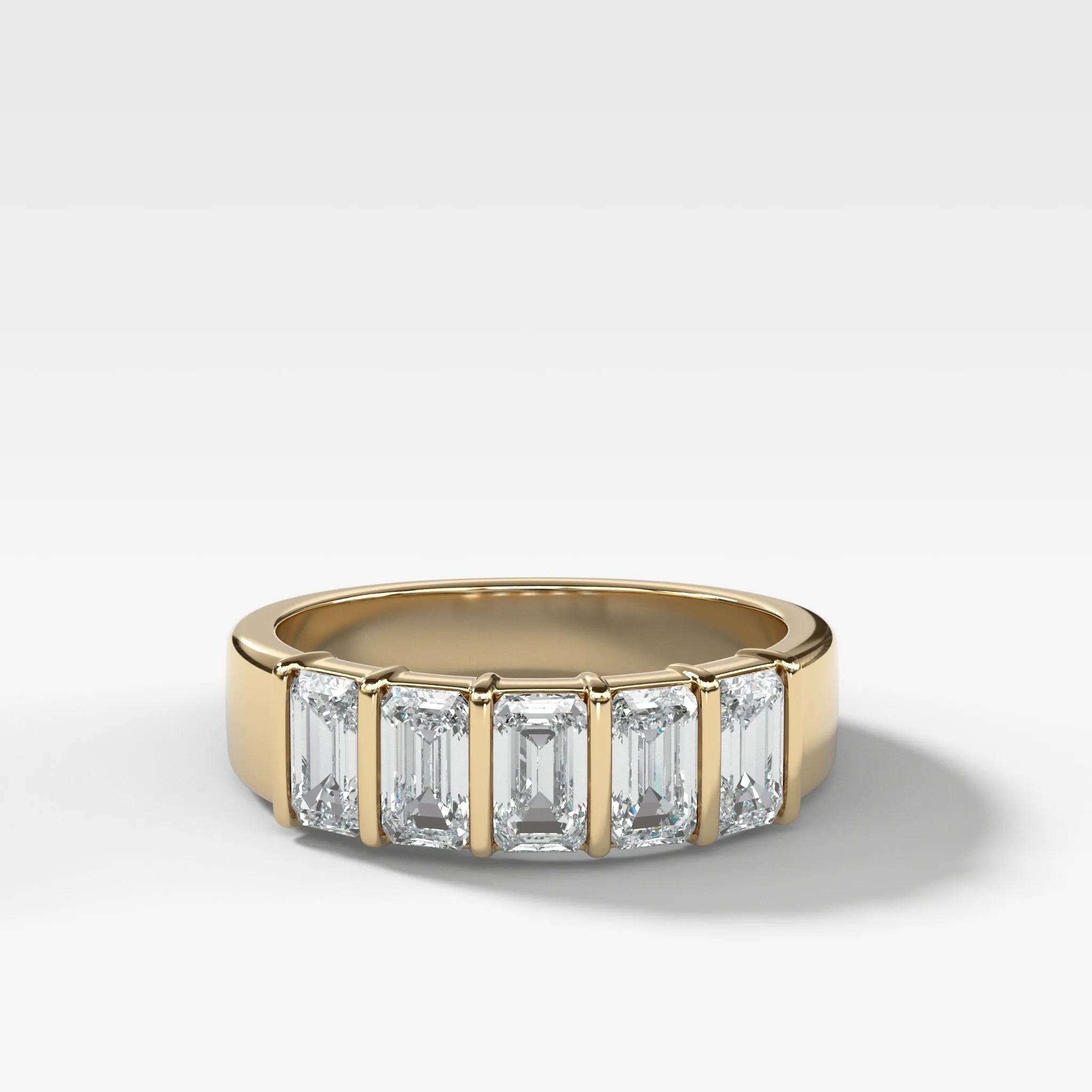 Five Stone Emerald Cut Diamond Wedding Band
