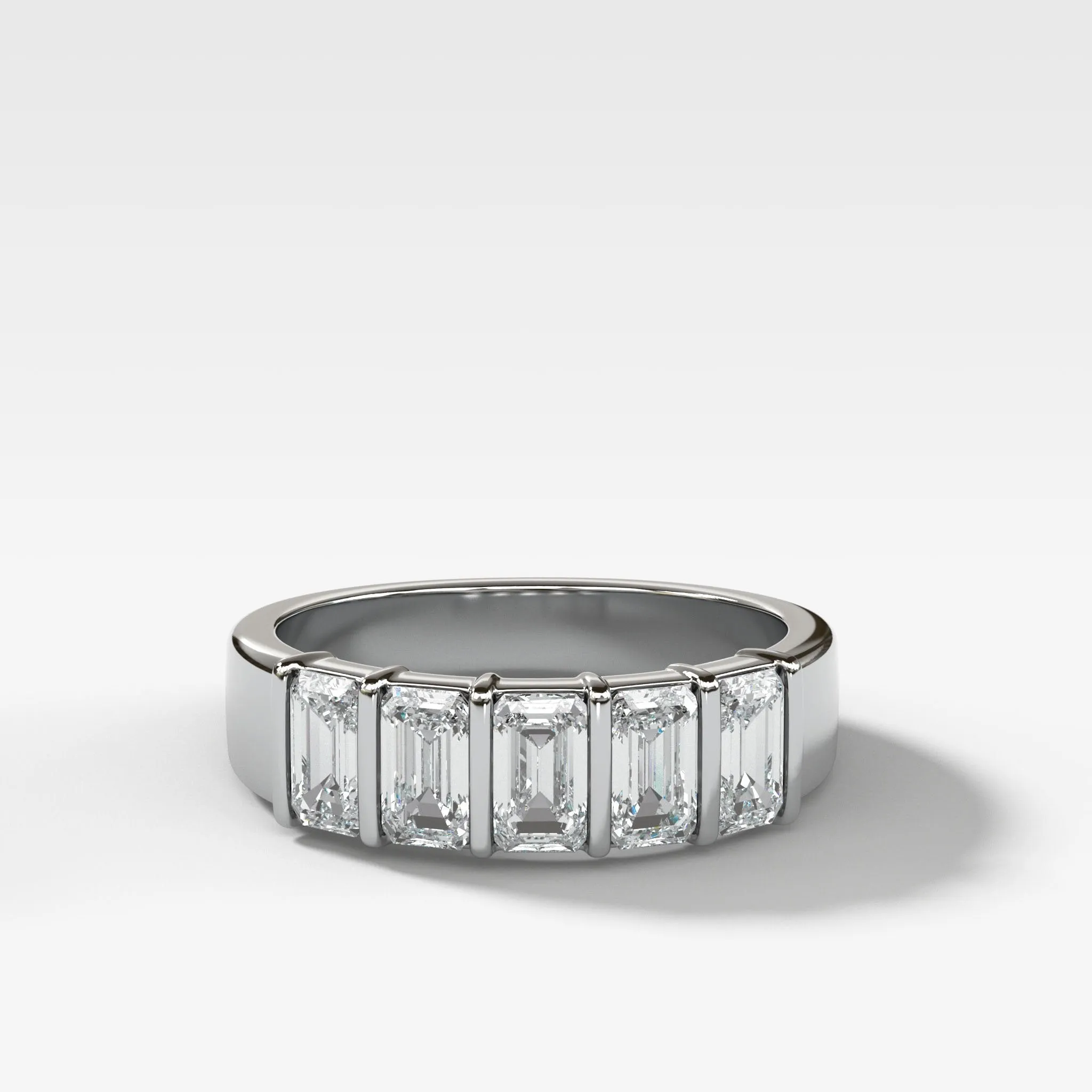 Five Stone Emerald Cut Diamond Wedding Band