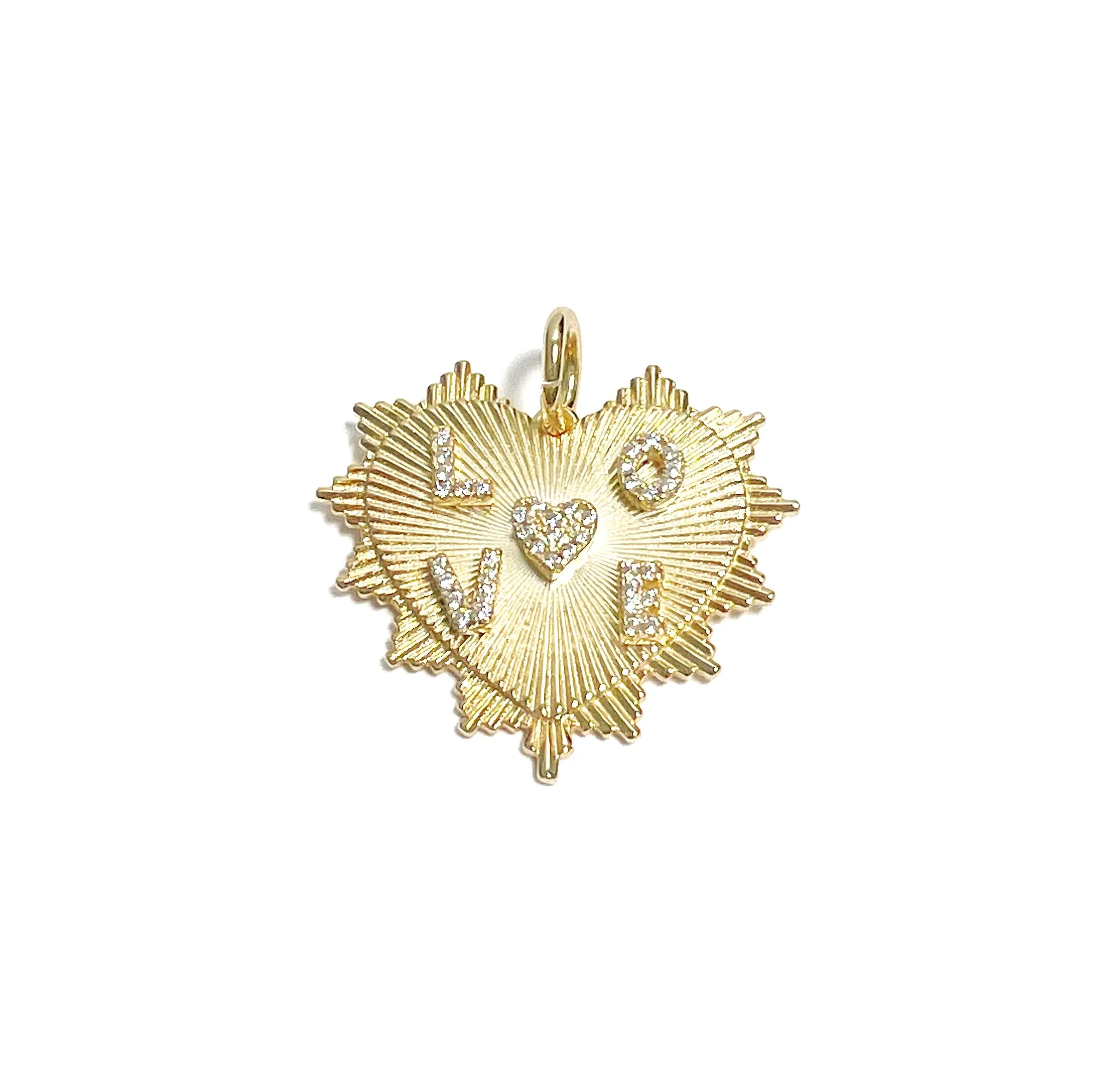 Fluted LOVE Heart Charm
