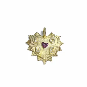 Fluted LOVE Heart Charm