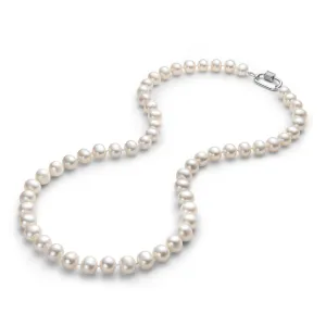 Freshwater Cultured White Pearl Necklace U-shaped Buckle