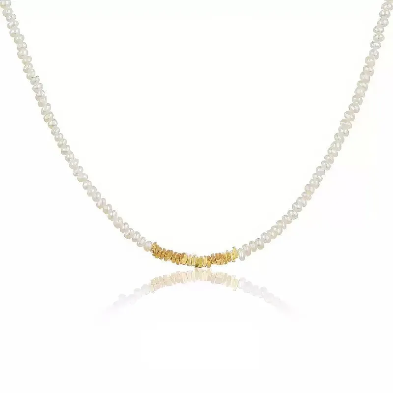 Freshwater Pearl Necklace with Gold Word Accent