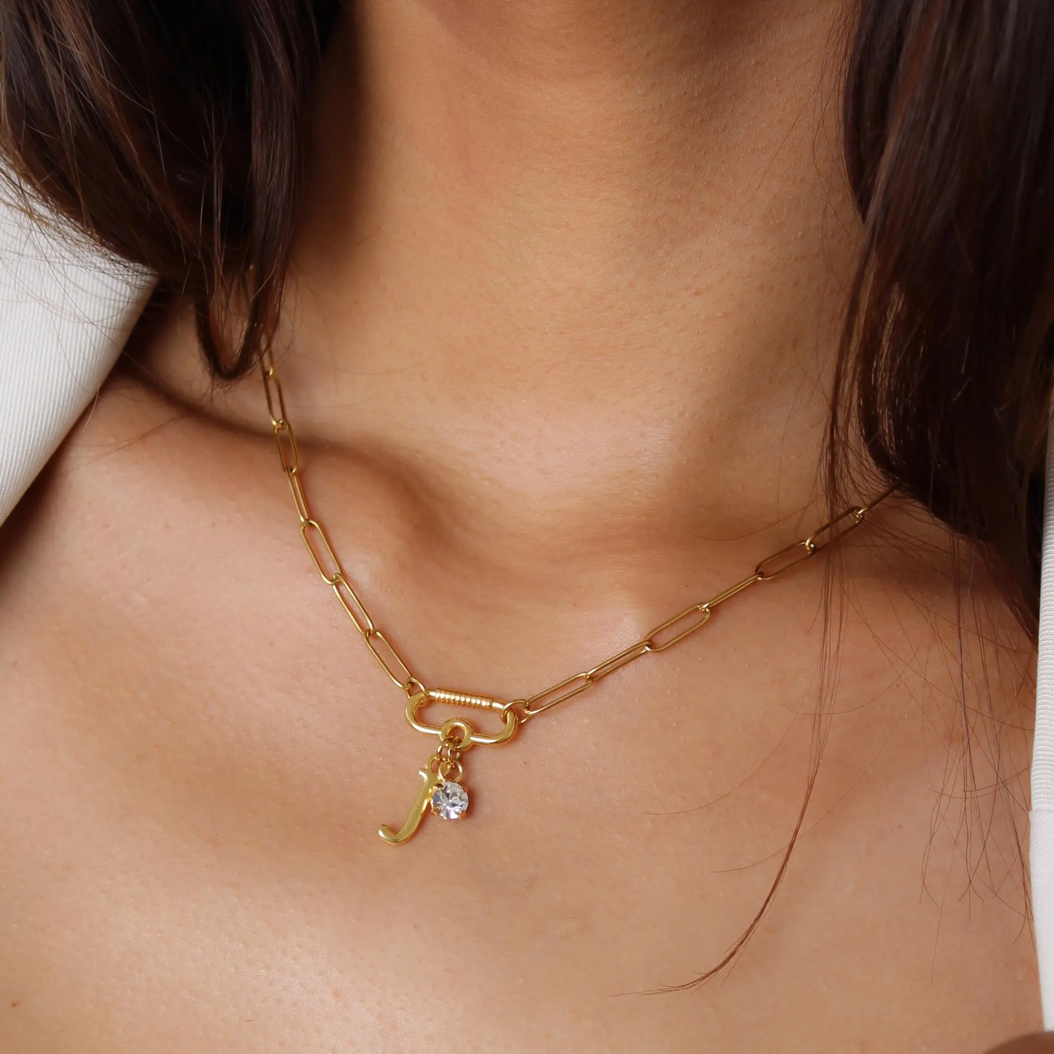 Freya Initial & Birthstone Necklace, Gold
