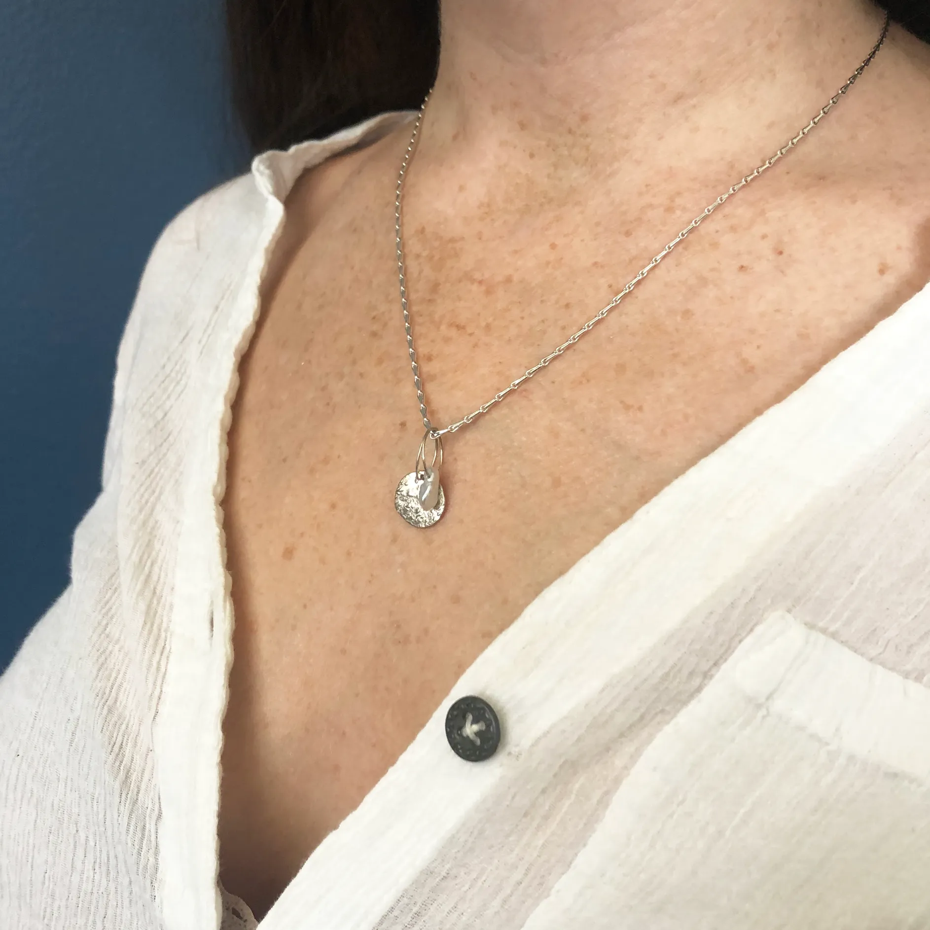 Full Moon Birthstone Charm Necklace