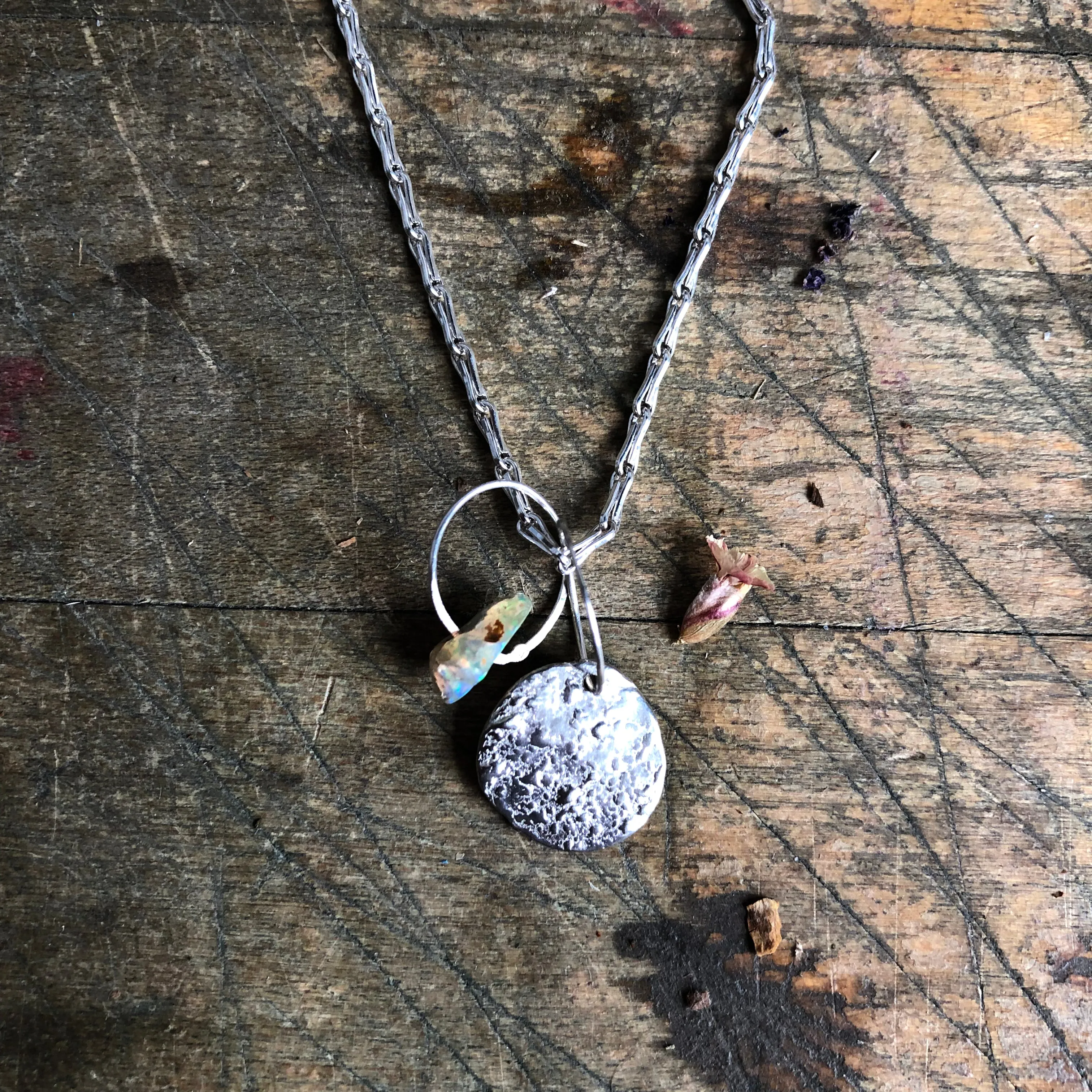 Full Moon Birthstone Charm Necklace