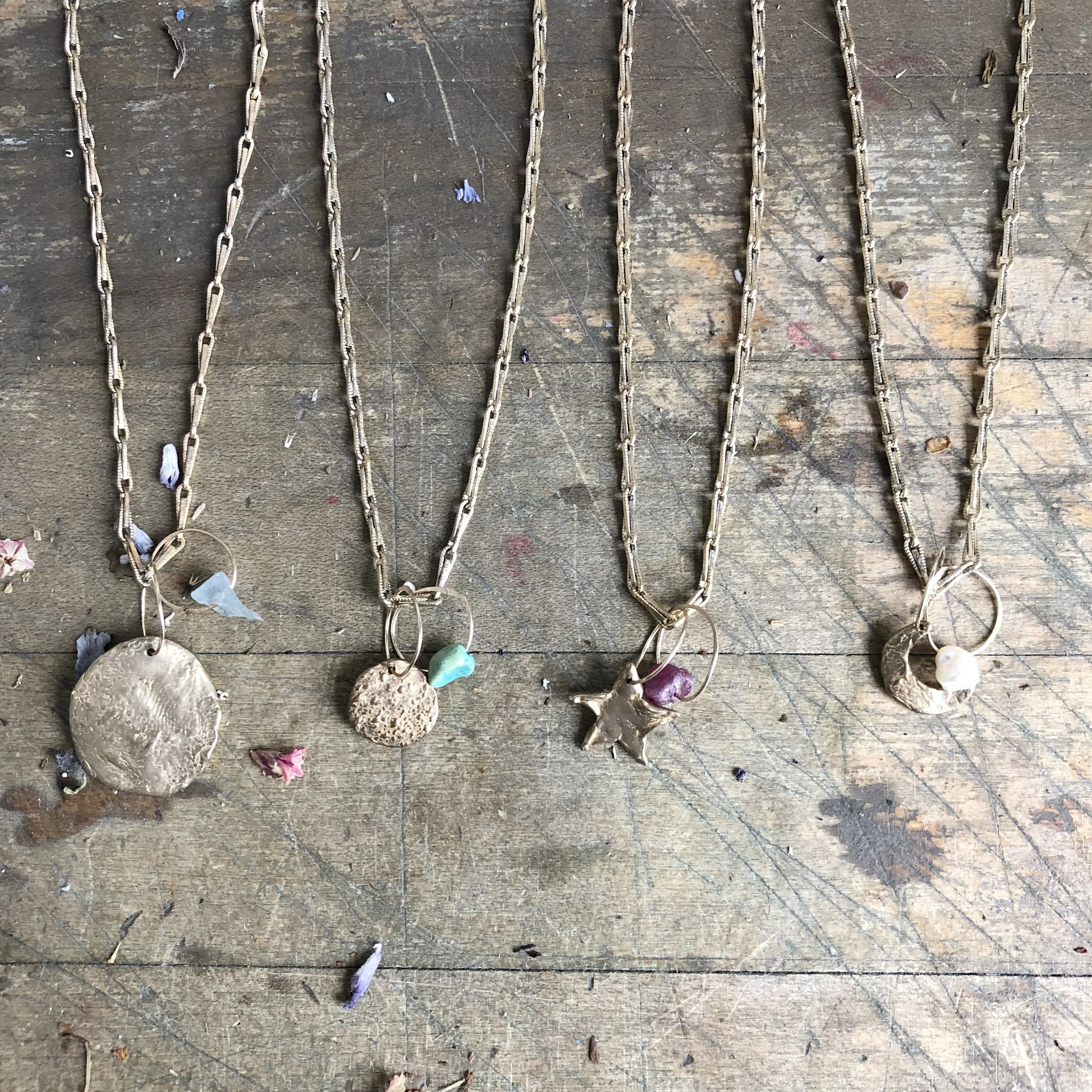 Full Moon Birthstone Charm Necklace