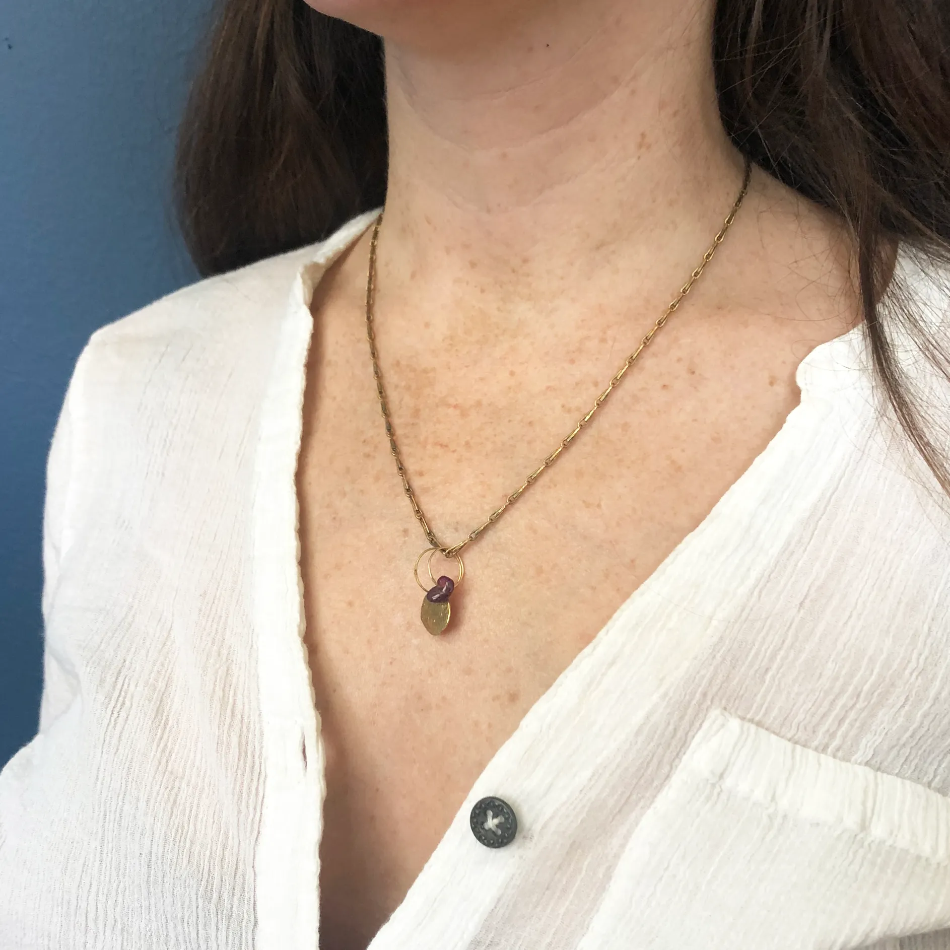 Full Moon Birthstone Charm Necklace