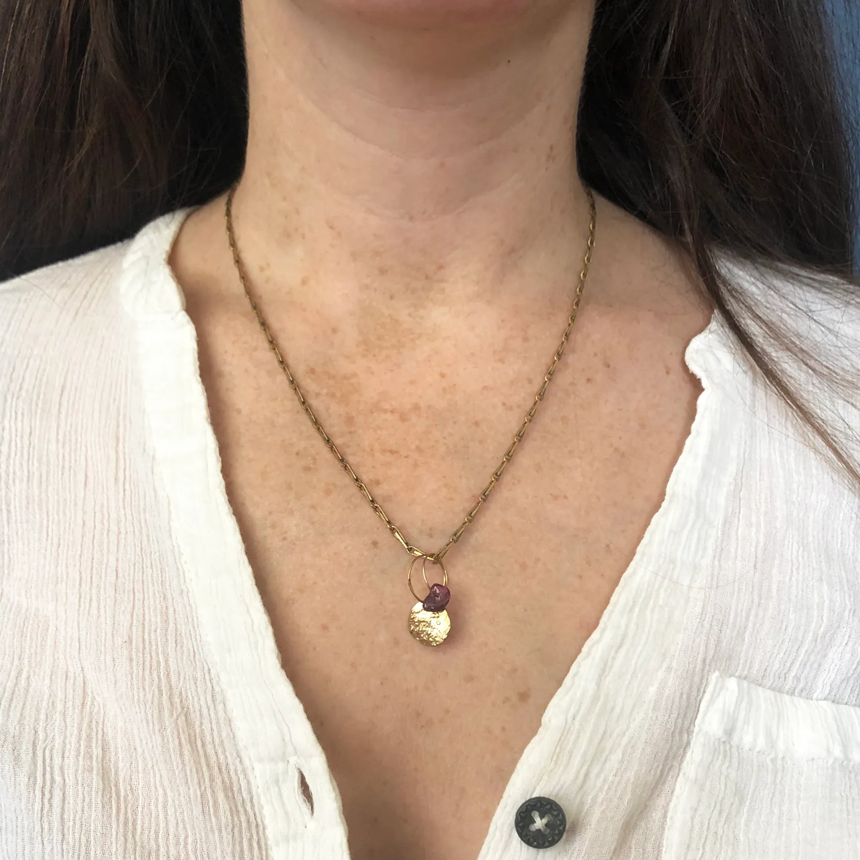 Full Moon Birthstone Charm Necklace