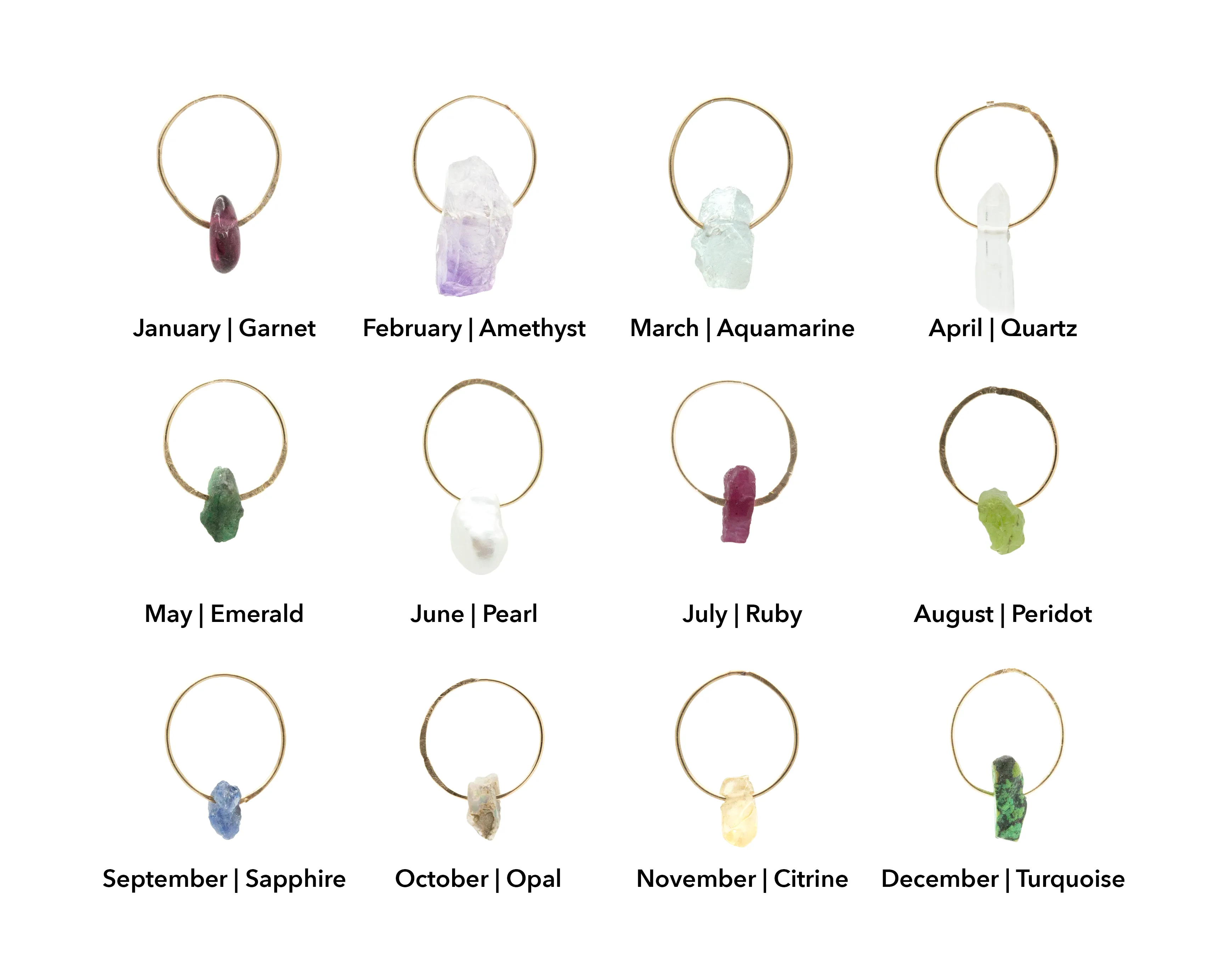 Full Moon Birthstone Charm Necklace