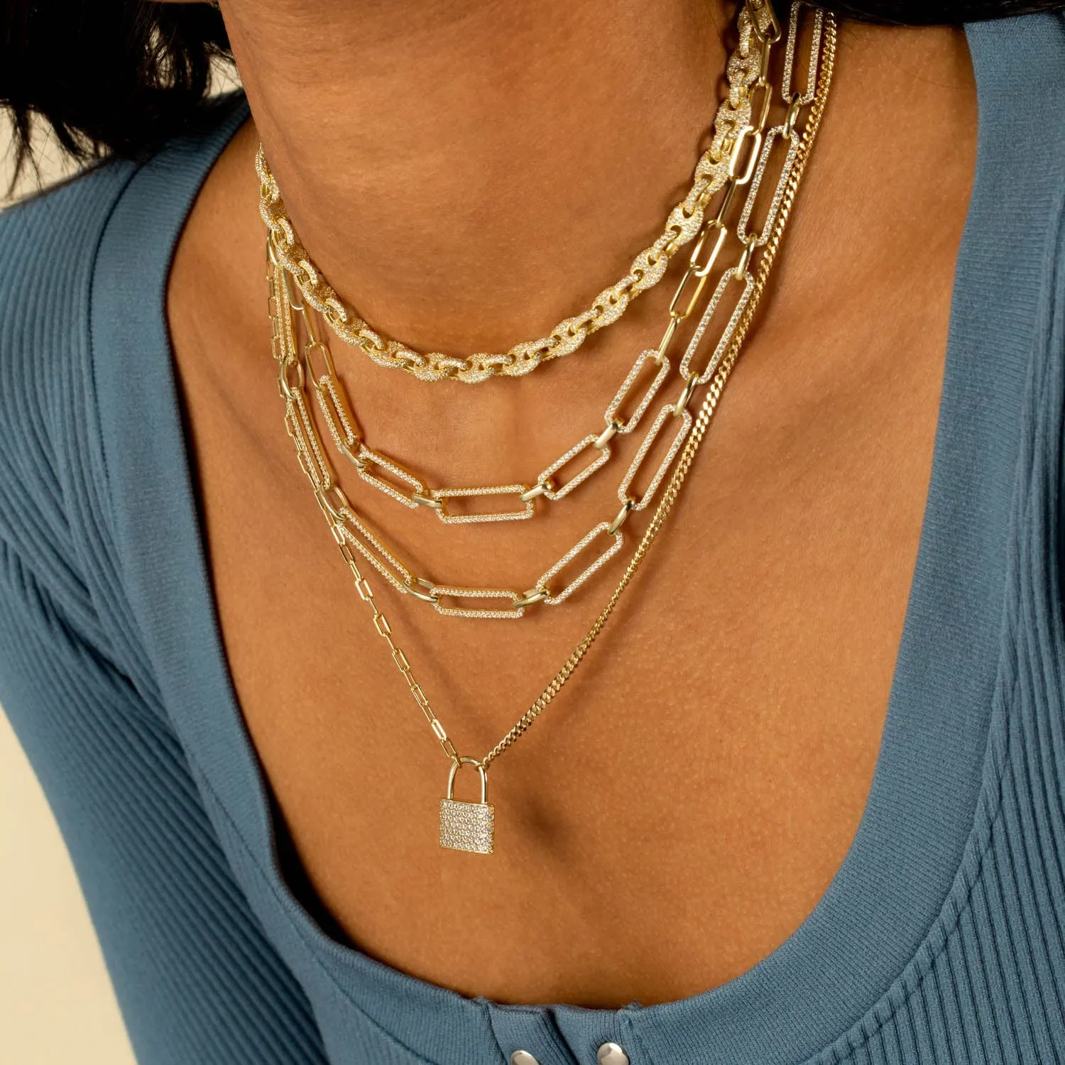 Full Pavé Mariner Chain Necklace