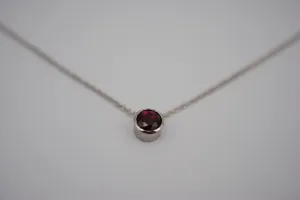 Garnet Bezel Setting Silver Pendant Necklace