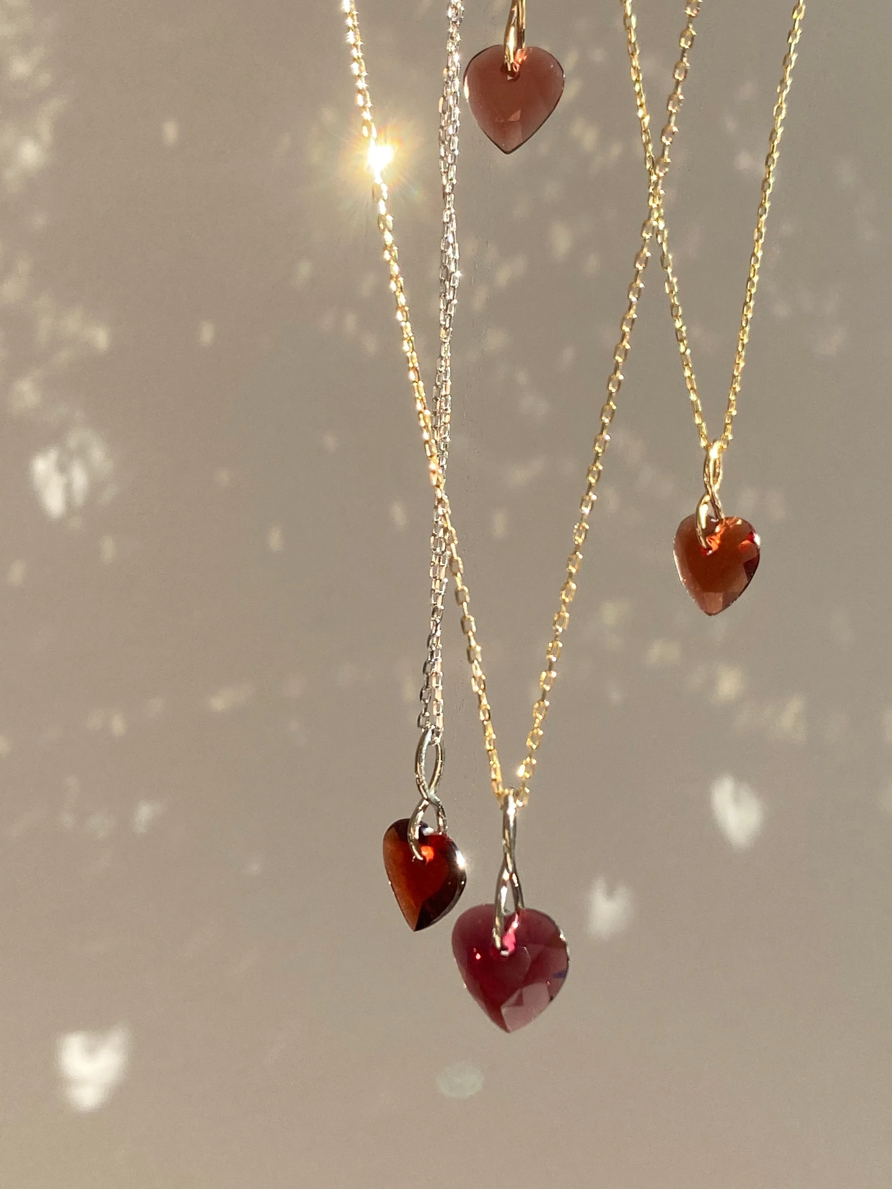 Garnet Heart Necklace