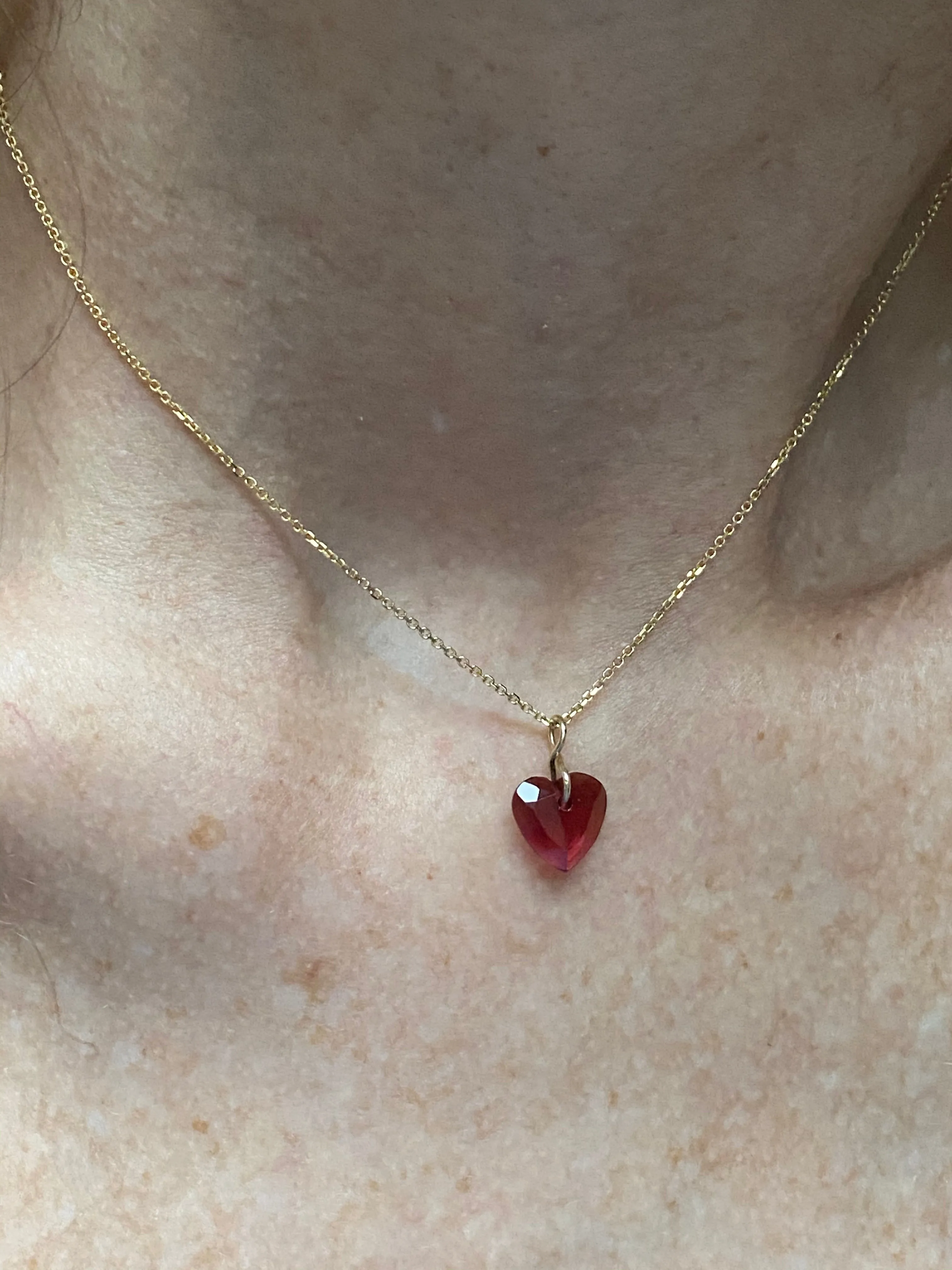 Garnet Heart Necklace