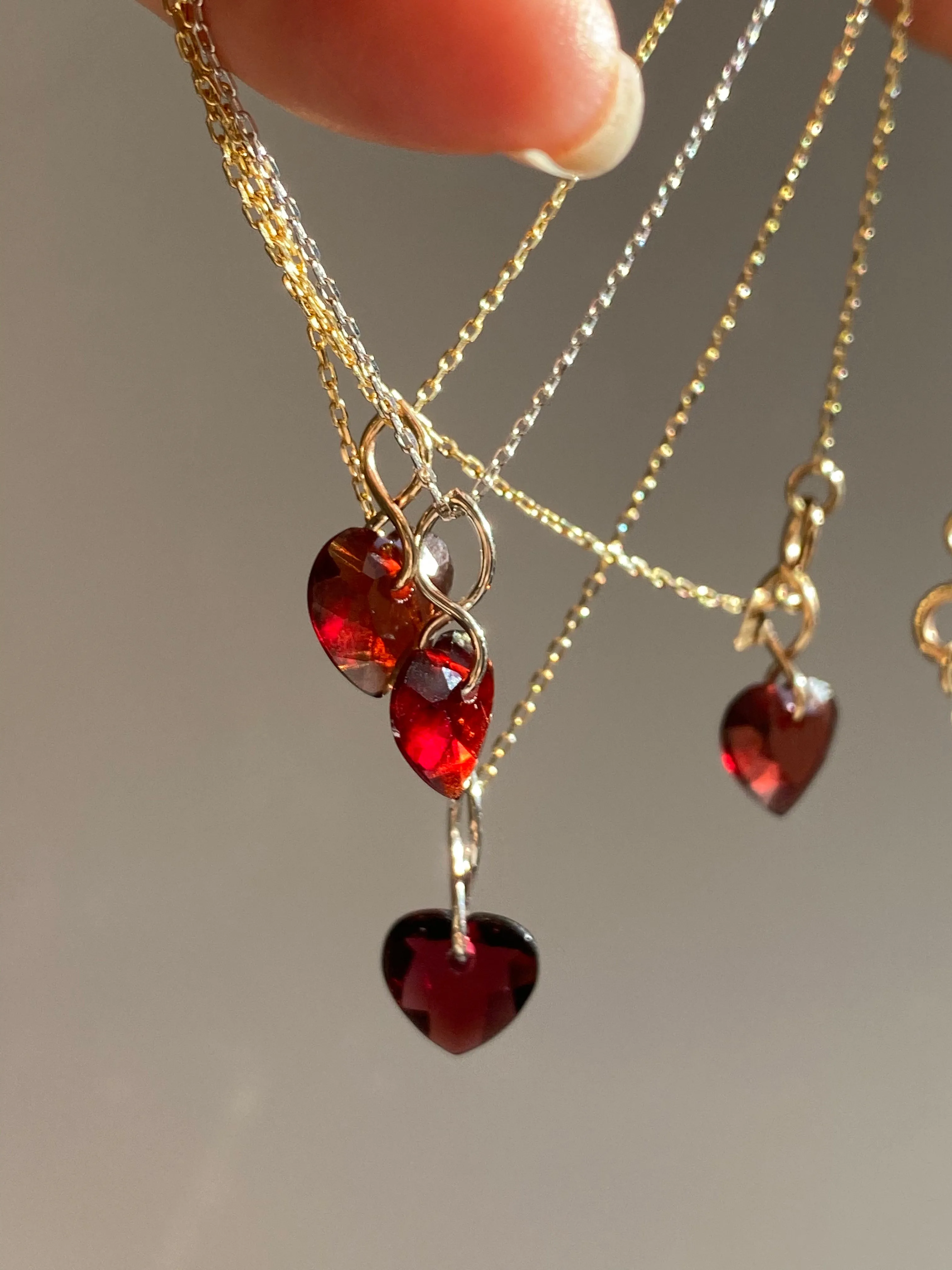 Garnet Heart Necklace