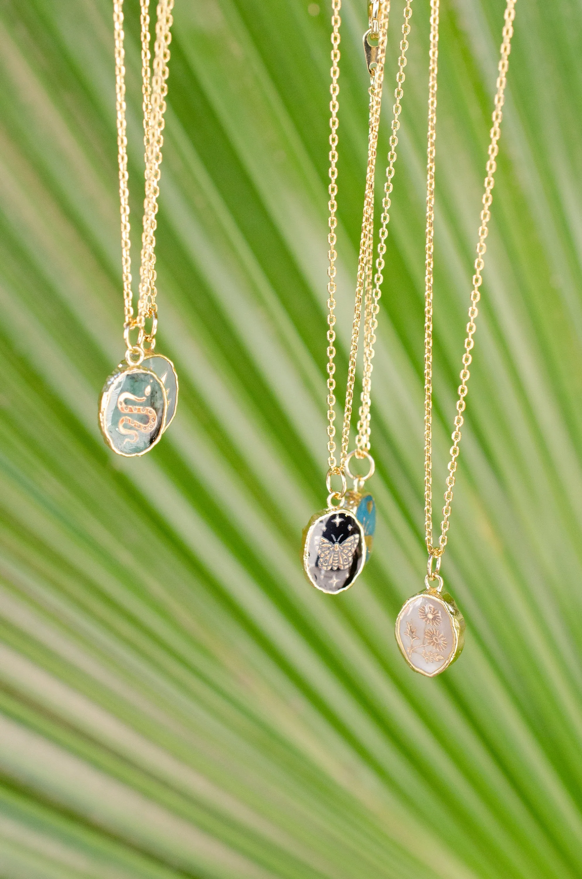 Gemstone Birthstone Necklace, Butterfly necklace, flower necklace, hearts, celestial necklace, snake necklace Saturn, gemstone necklace