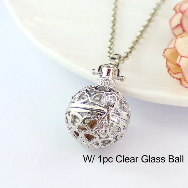 Glass Globe Leaver Leaf Locket Cremation Necklace