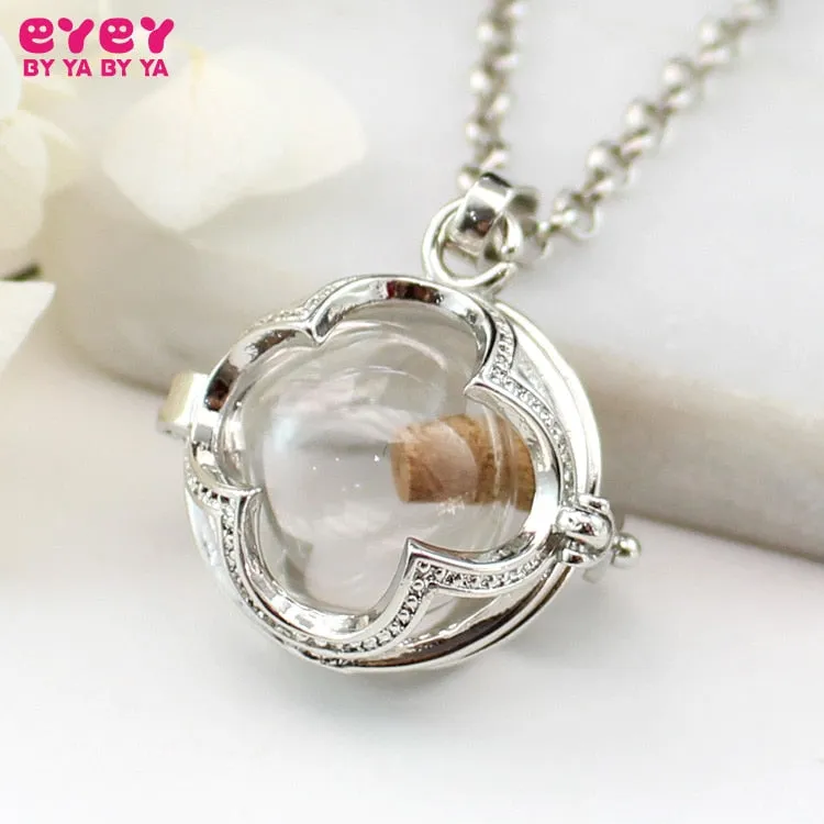 Glass Globe Leaver Leaf Locket Cremation Necklace