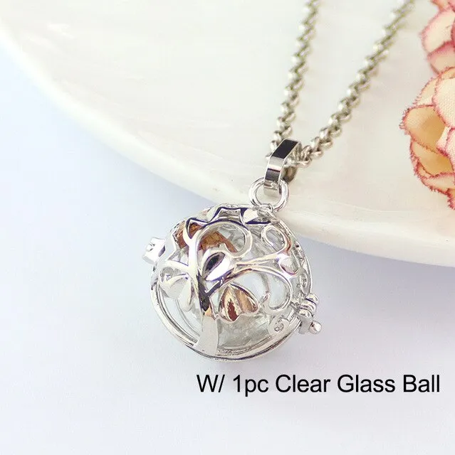 Glass Globe Leaver Leaf Locket Cremation Necklace