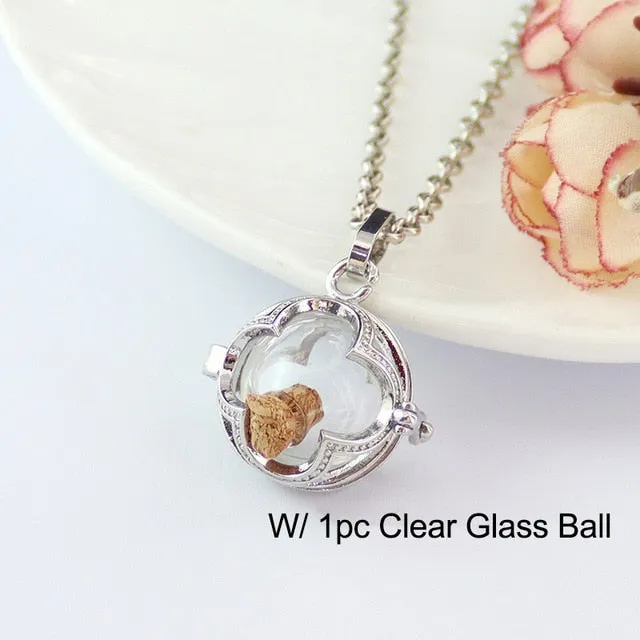 Glass Globe Leaver Leaf Locket Cremation Necklace