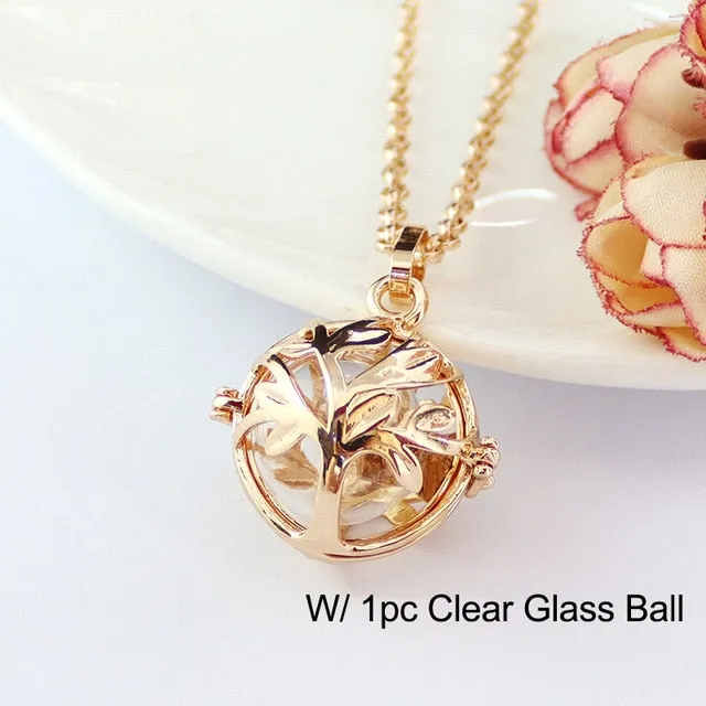 Glass Globe Leaver Leaf Locket Cremation Necklace