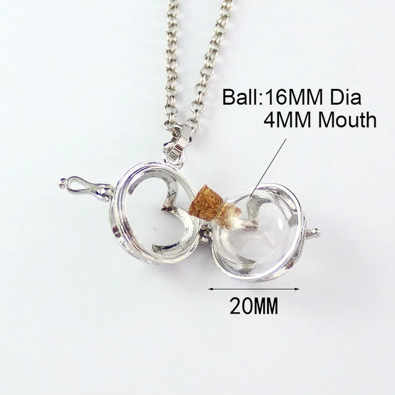 Glass Globe Leaver Leaf Locket Cremation Necklace