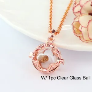 Glass Globe Leaver Leaf Locket Cremation Necklace