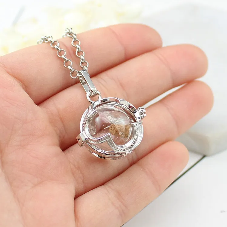 Glass Globe Leaver Leaf Locket Cremation Necklace