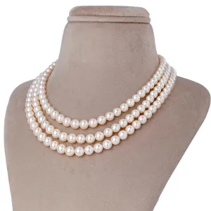 Gleaming Serenity Triple Strand Akoya Necklace