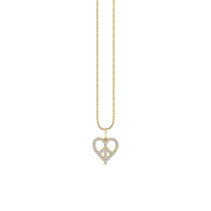 Gold & Diamond Small Peace Heart Charm