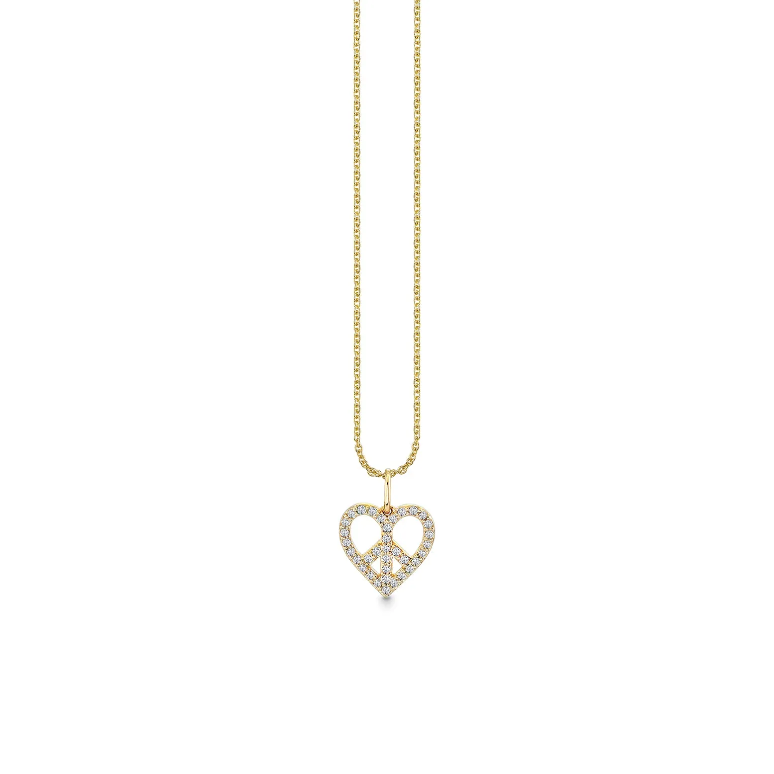 Gold & Diamond Small Peace Heart Charm
