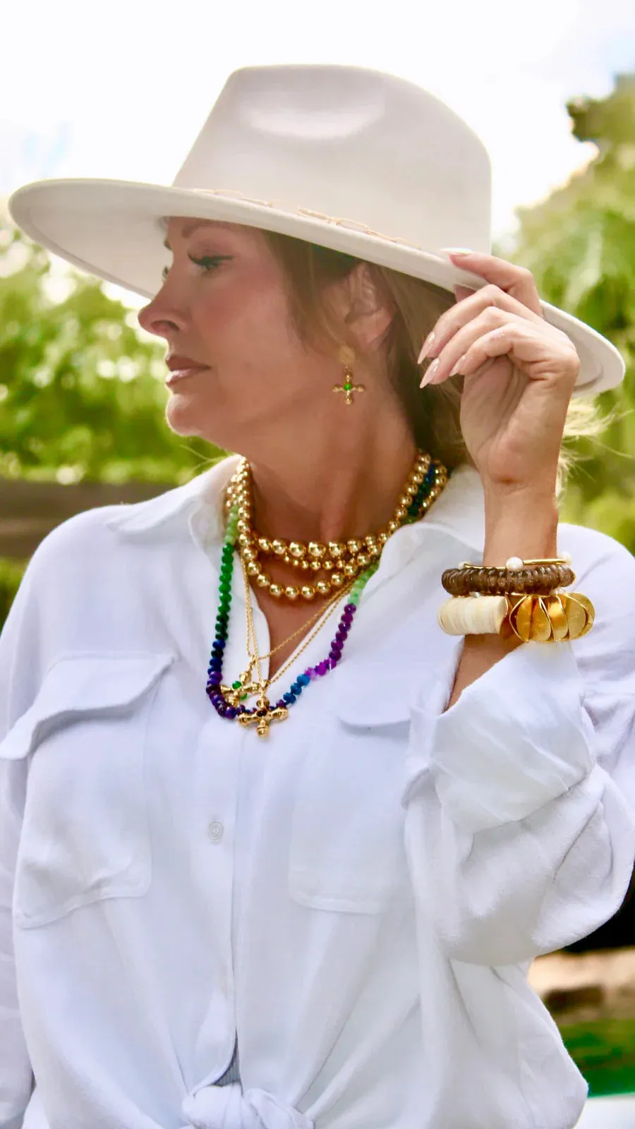 Gold Beaded Necklace - 12mm