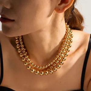 Gold Beaded Necklace - 12mm
