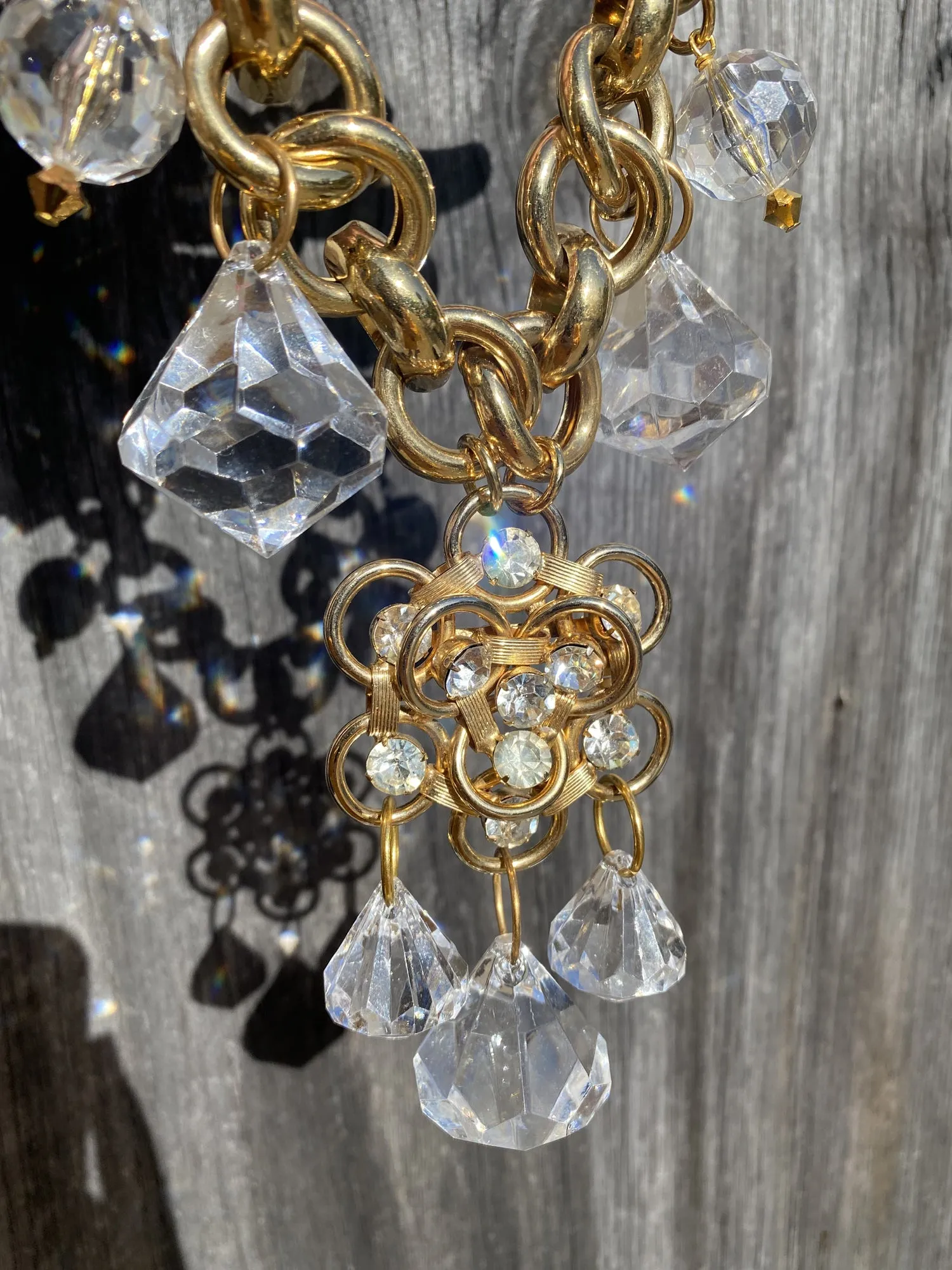 Gold circular gem necklace