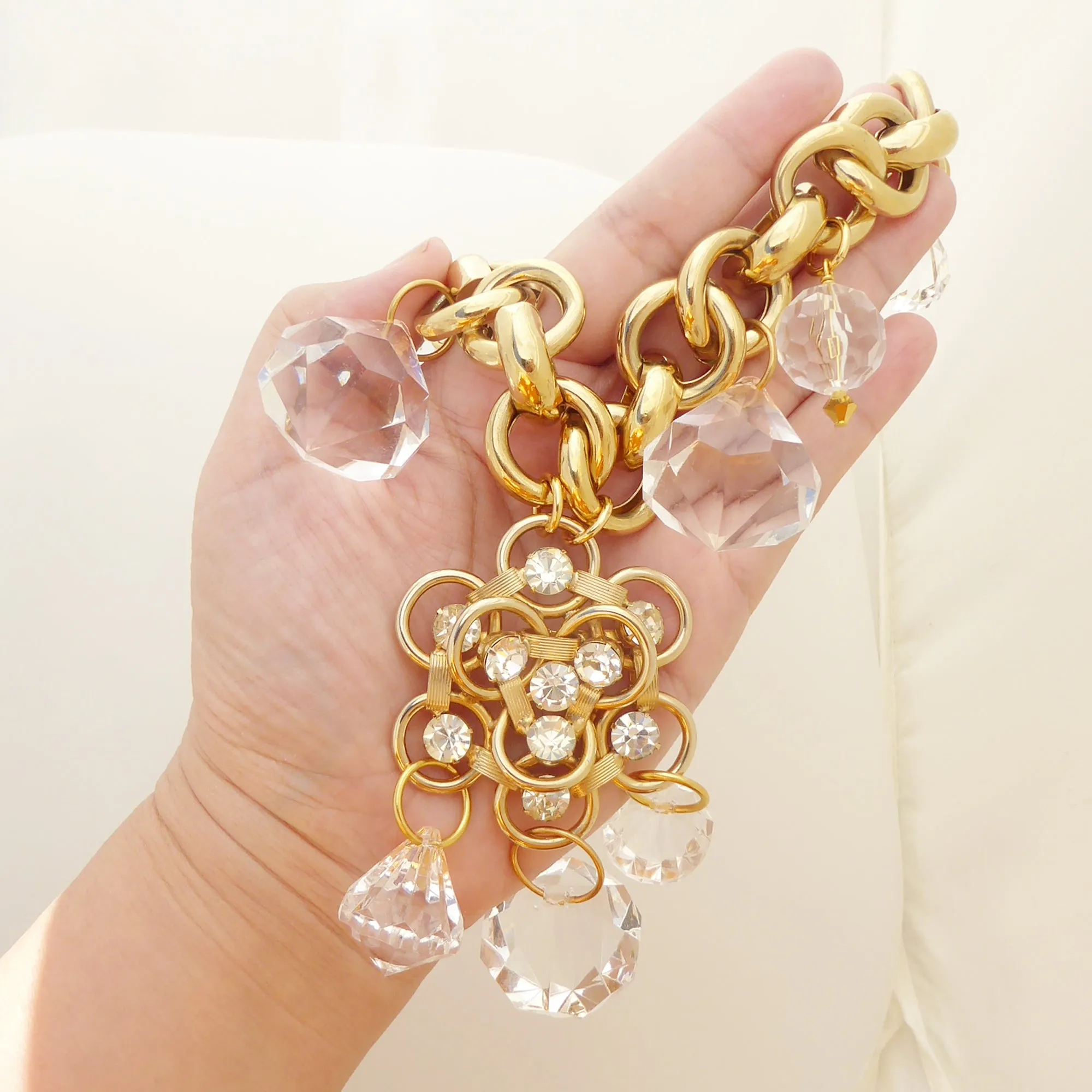 Gold circular gem necklace