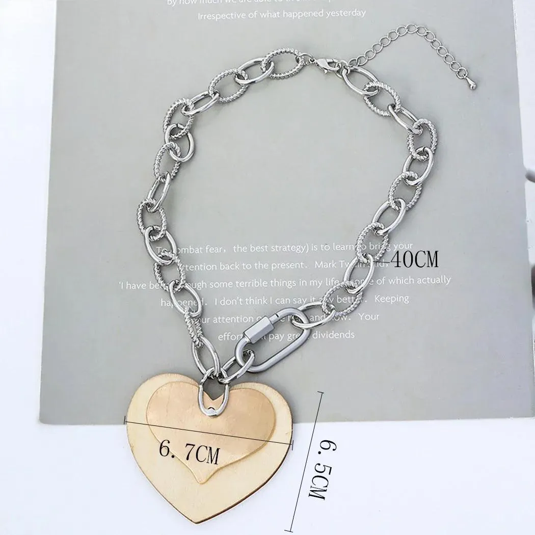 Gold Color Heart Necklace for Women Trending Products Gothic Chains Pendants