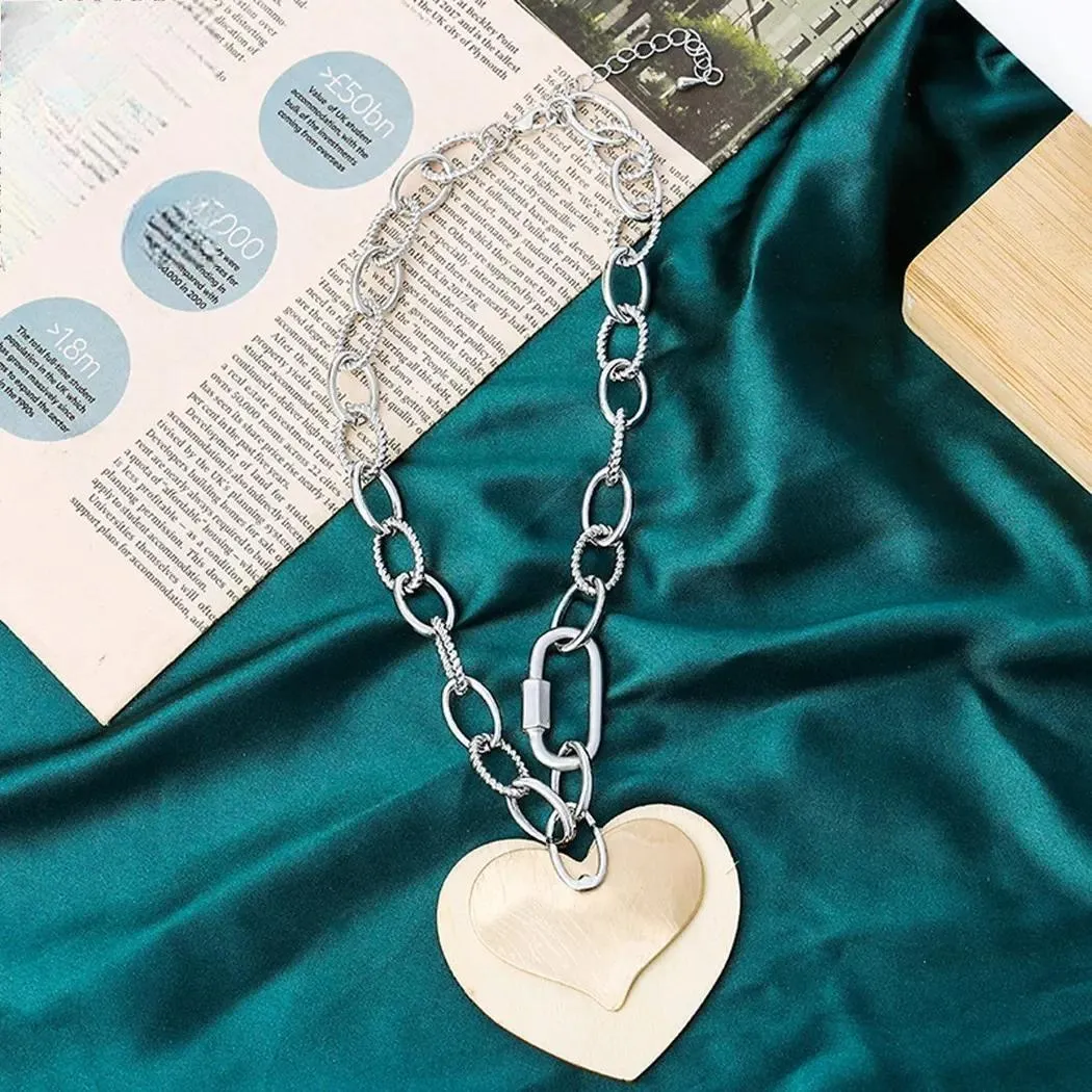 Gold Color Heart Necklace for Women Trending Products Gothic Chains Pendants