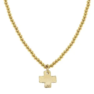 Gold Cross on Beaded Chain