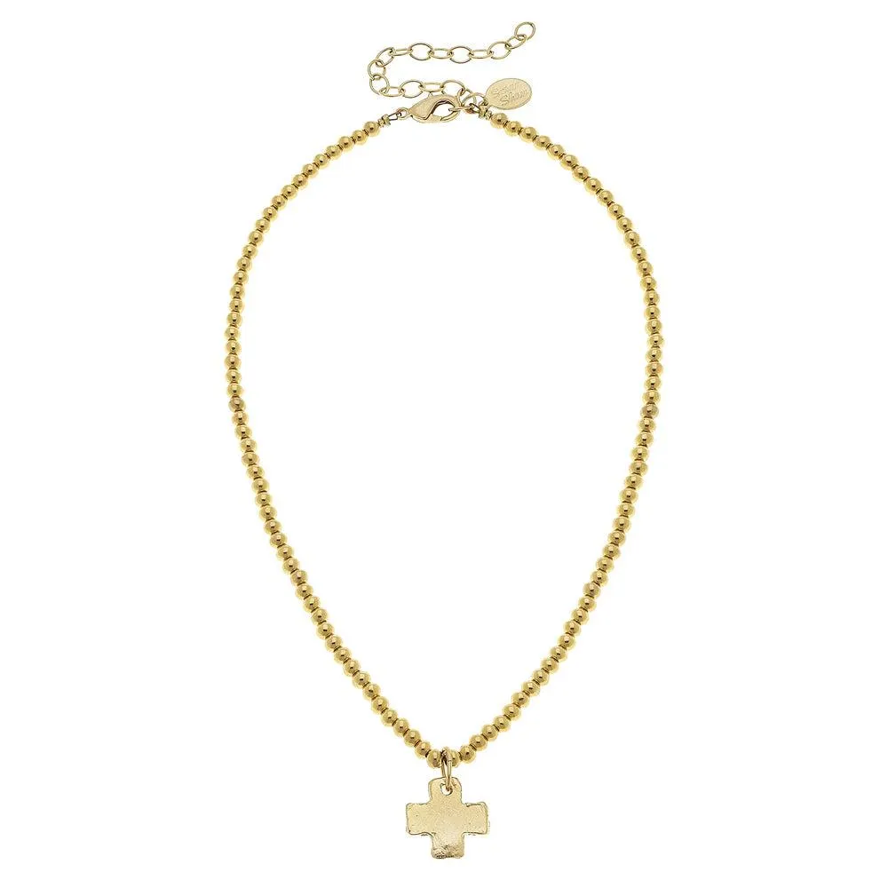Gold Cross on Beaded Chain