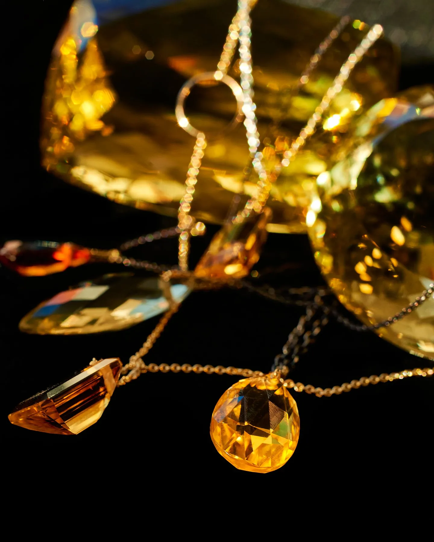 Gold Emerald Cut Citrine Manifest Long Chain Necklace