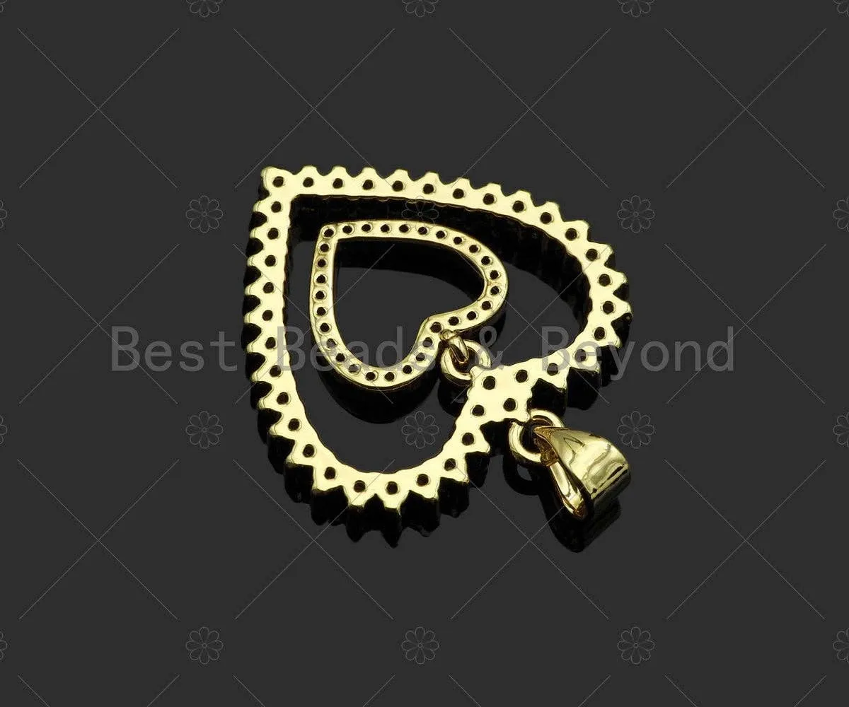 Gold Filled CZ Micro Pave Heart Shape Pendant, 18K Gold Filled Charm, Necklace Bracelet Charm Pendant,26x28mm,Sku#LD94