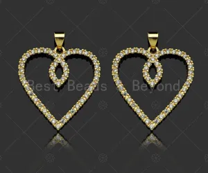 Gold Filled CZ Micro Pave Heart Shape Pendant, 18K Gold Filled Charm, Necklace Bracelet Charm Pendant,26x28mm,Sku#LD94