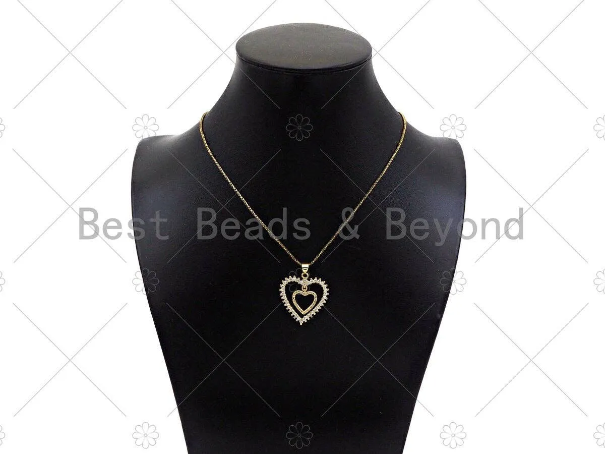 Gold Filled CZ Micro Pave Heart Shape Pendant, 18K Gold Filled Charm, Necklace Bracelet Charm Pendant,26x28mm,Sku#LD94