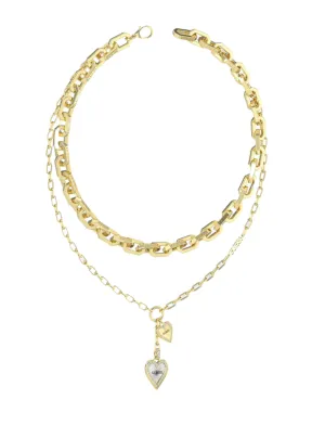 Gold Heart Pendant Dual Necklace